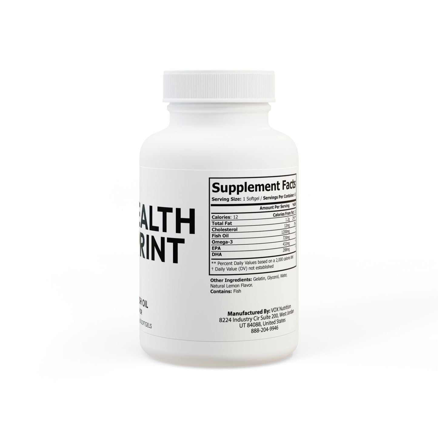Omega 3 Fish Oil Supplement (60 Softgels)
